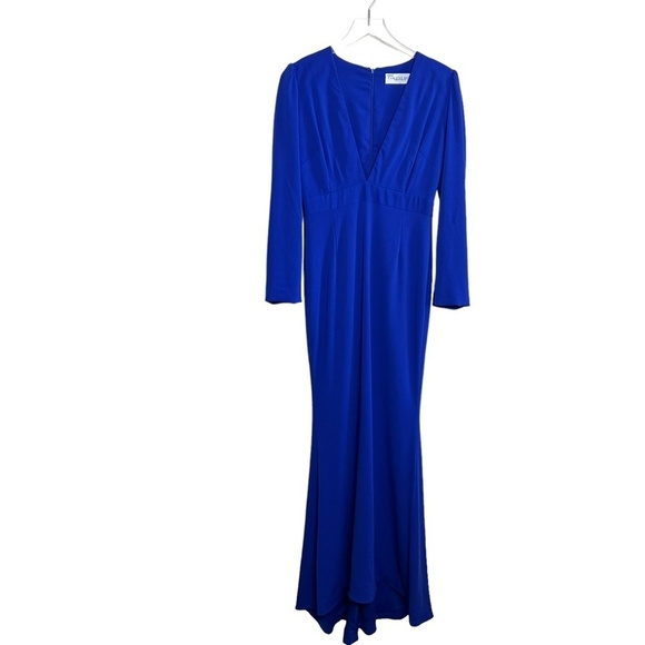 CAMILYN BETH | Blue Maxi Dress Gown V Neck Long Sleeve Valerie Plunge Evening - Picture 2 of 7